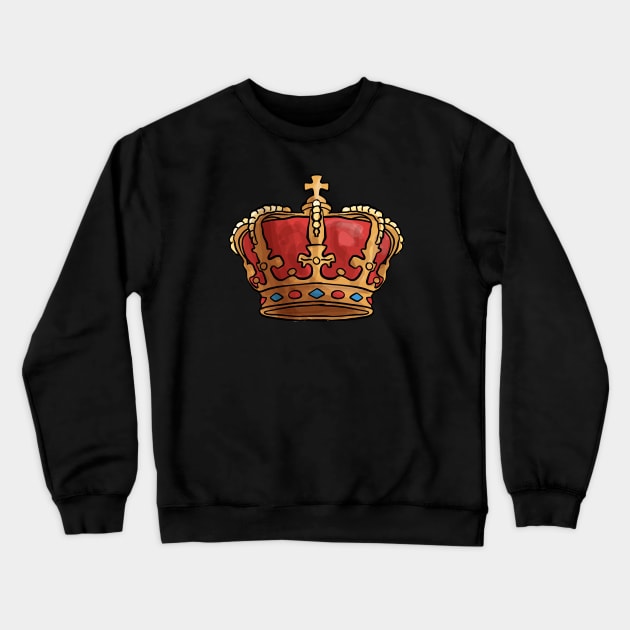 Red and Gold Crown Crewneck Sweatshirt by bluerockproducts